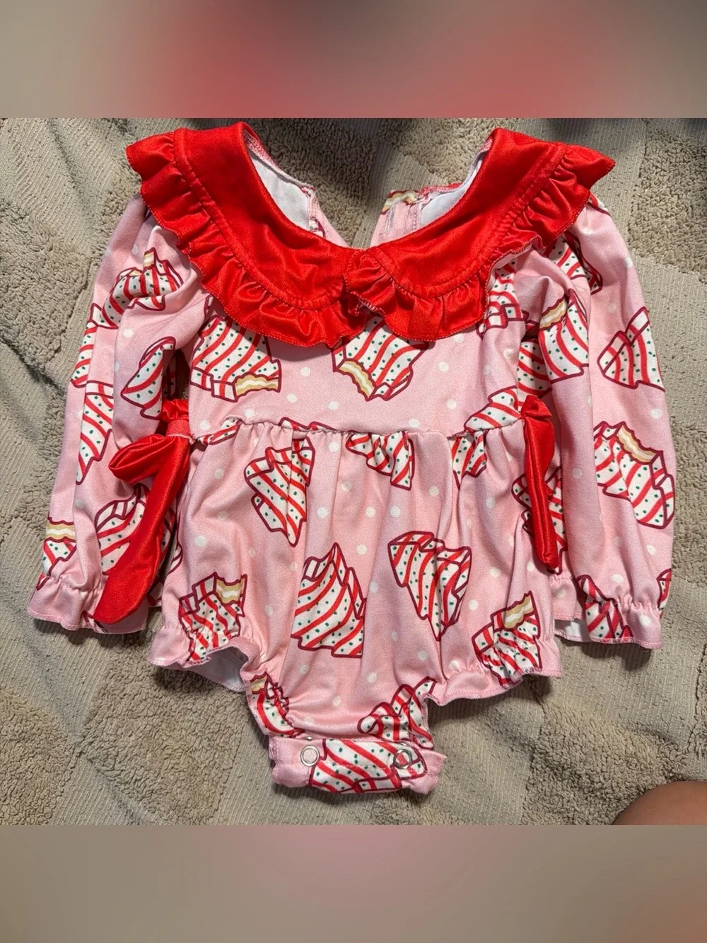 Pink & Red Cupcake Print Baby One-Piece Bodysuit